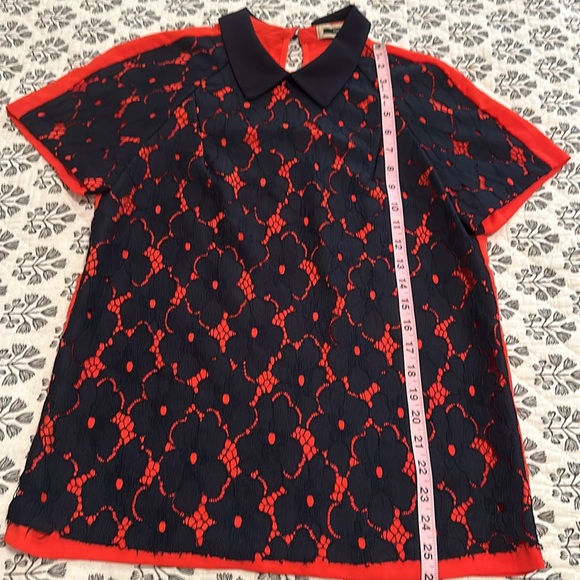 Lace Front Navy/Red Blouse - Picture 7 of 9